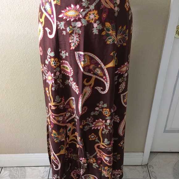 Diane Von Furstenberg Long Paisley Brown Skirt 1X - Picture 3 of 5